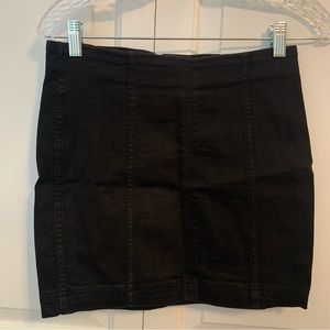 Free People Black Denim Stretch Skirt